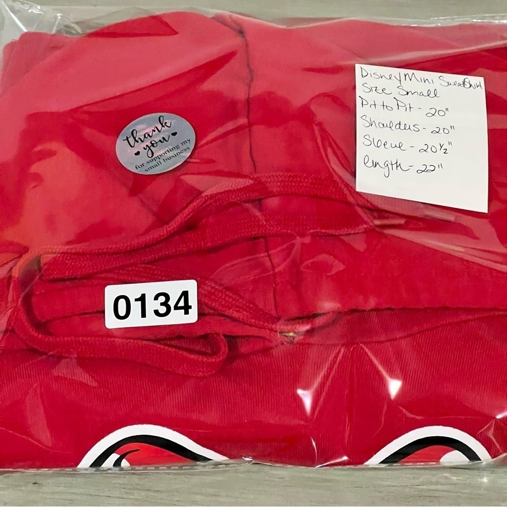 Disney women’s Bright Red Minnie Mouse Hoodie Size Small - Picture 9 of 9